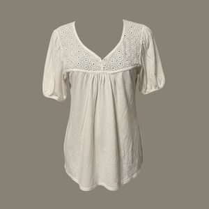 White GAP Eyelet Top